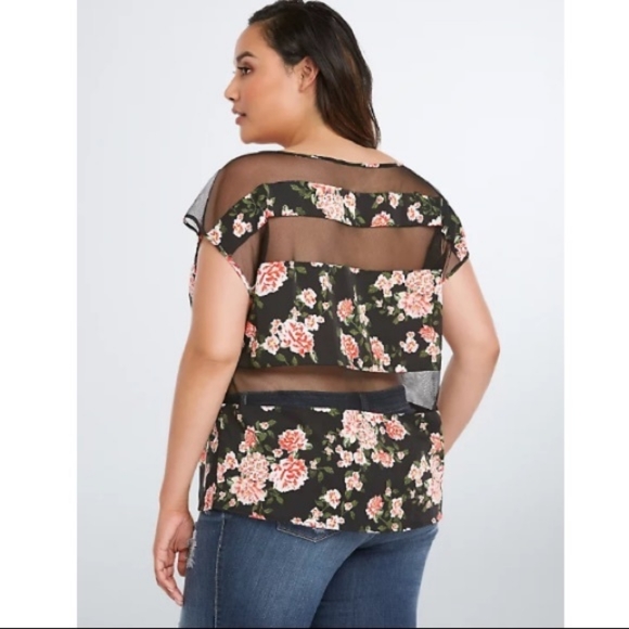 COPY - Torrid Striped Floral Mesh Top - Picture 7 of 7